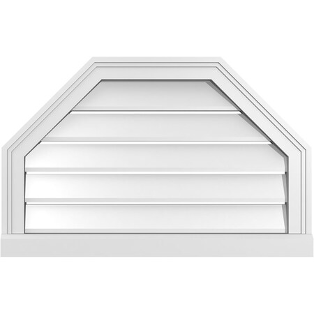 Ekena Millwork Octagonal Top Surface Mount PVC Gable Vent w/ 2"W x 2"P Brickmould Sill Frame, 28"W x 18"H GVPOT28X1803SF